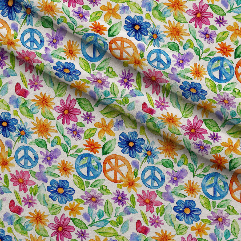 Groovy Peace Blooms Pattern 9 Fleece Fabric — fleece fabric folded close-up preview (mv-fleece-v1:lying)