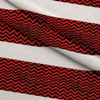 Grunge Red and Black Chevron Pattern Fleece Fabric — fleece fabric folded close-up preview (mv-fleece-v1:lying)