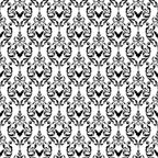 black and white, damask pattern, ornate scrollwork, baroque design, gothic elegance, floral motifs, symmetrical design, decorative swirls, vintage ornamental, intricate details, repeating pattern,, fabric panel, halloween theme, sophisticated pattern, monochrome design, elaborate flourishes, formal decoration
