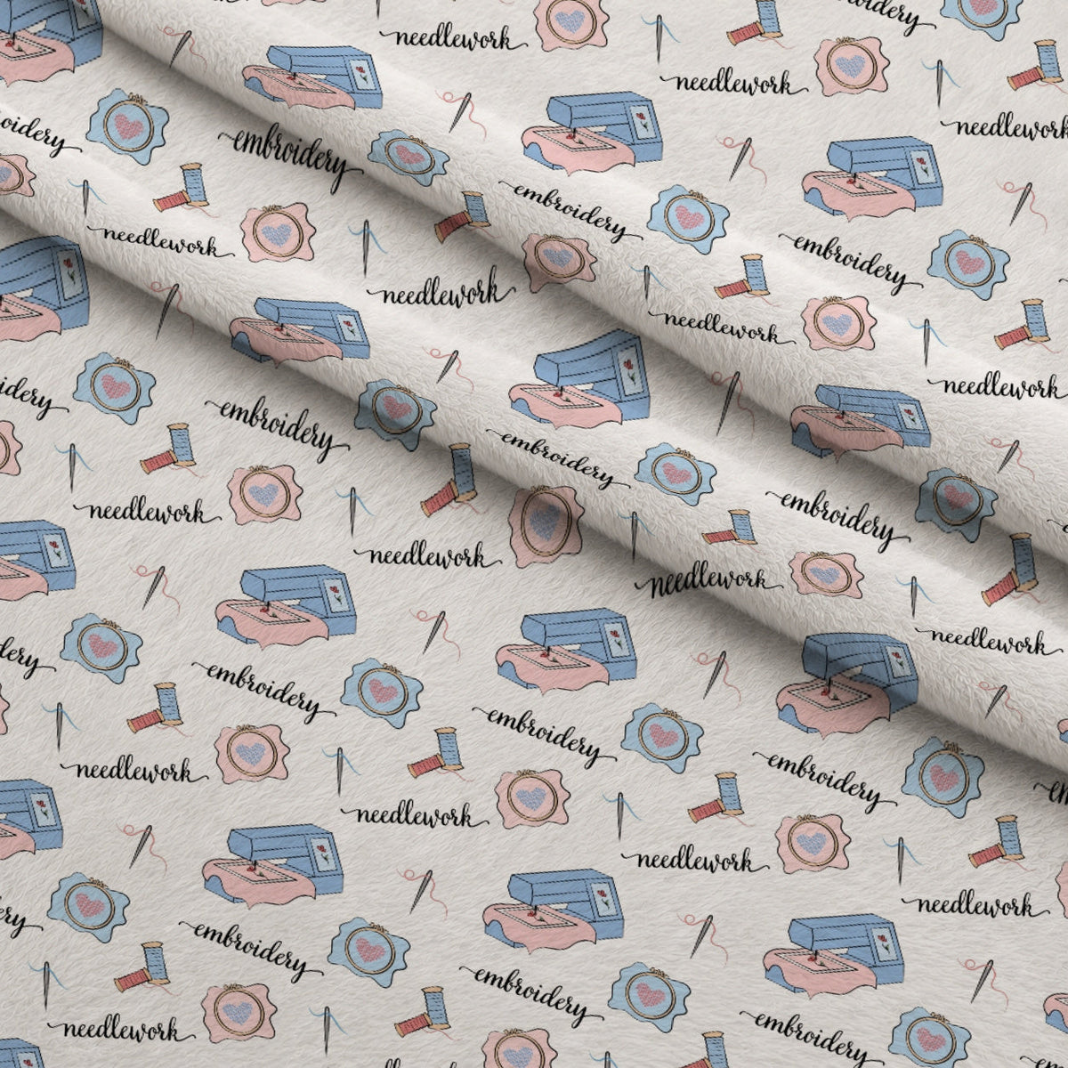 Hand and Machine Embroidery Pattern 1 Fleece Fabric — fleece fabric folded close-up preview (mv-fleece-v1:lying)