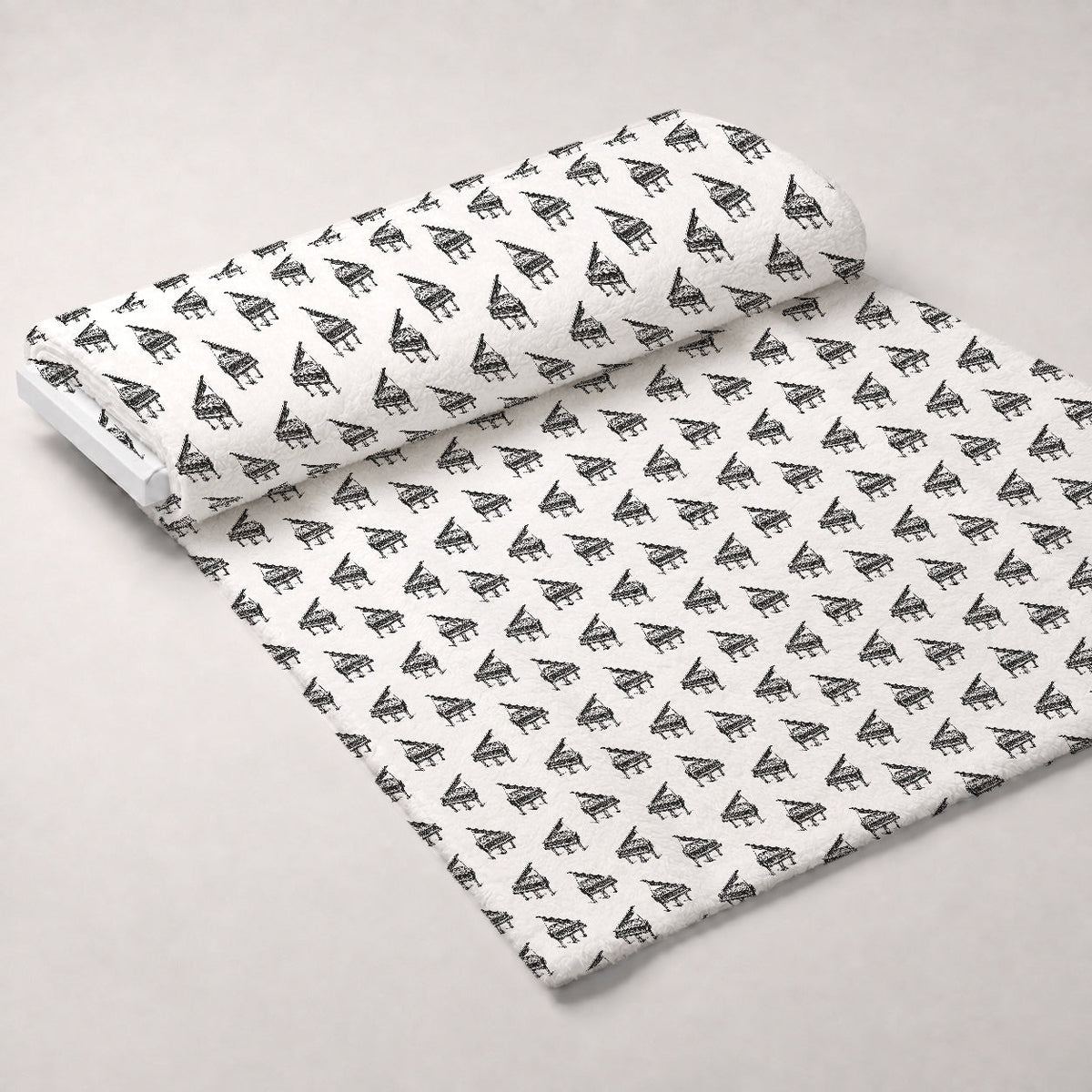 Hand Sketched Pianos Fleece Fabric — fleece fabric unrolled bolt preview (mv-fleece-v1:bolt)