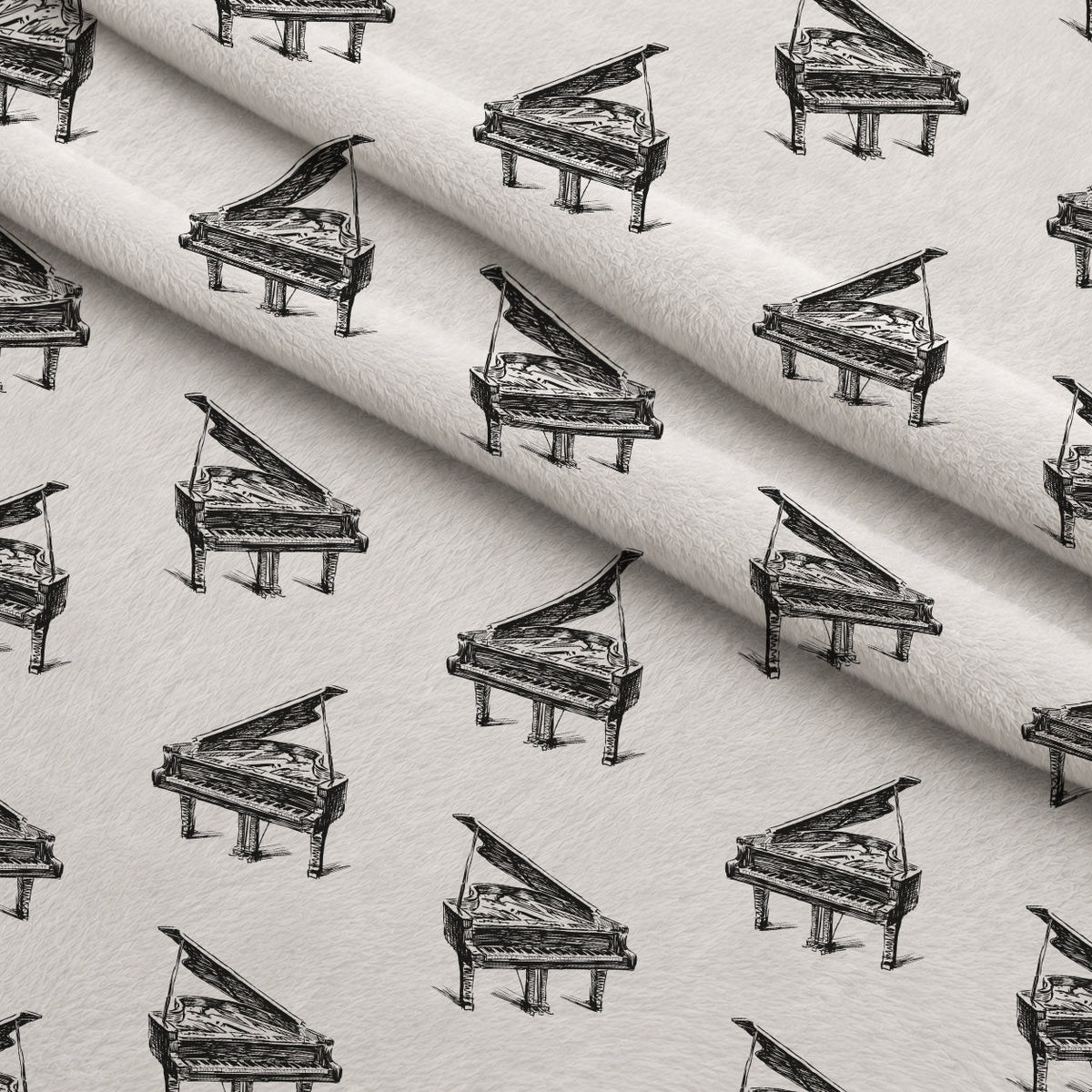Hand Sketched Pianos Fleece Fabric — fleece fabric folded close-up preview (mv-fleece-v1:lying)