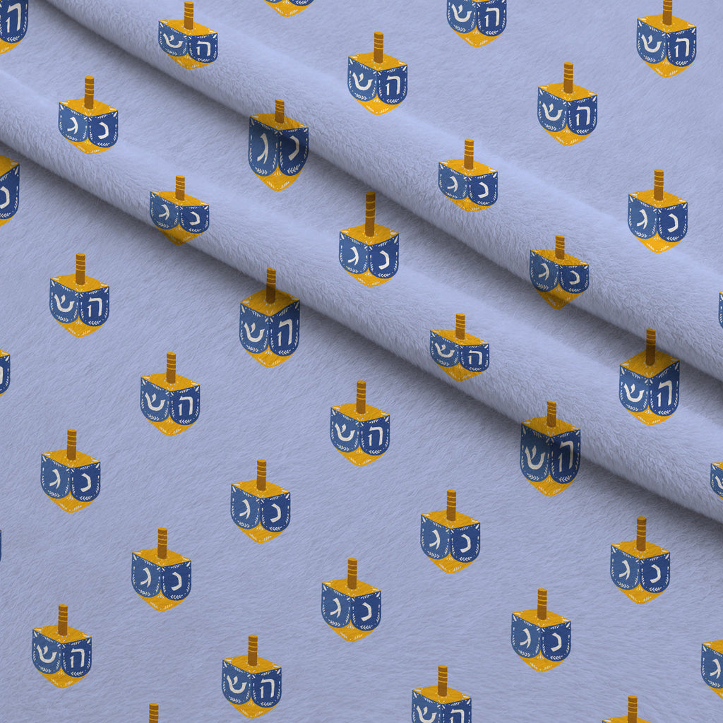 Hanukkah Gifts Pattern 1 Blue Fleece Fabric — fleece fabric folded close-up preview (mv-fleece-v1:lying)