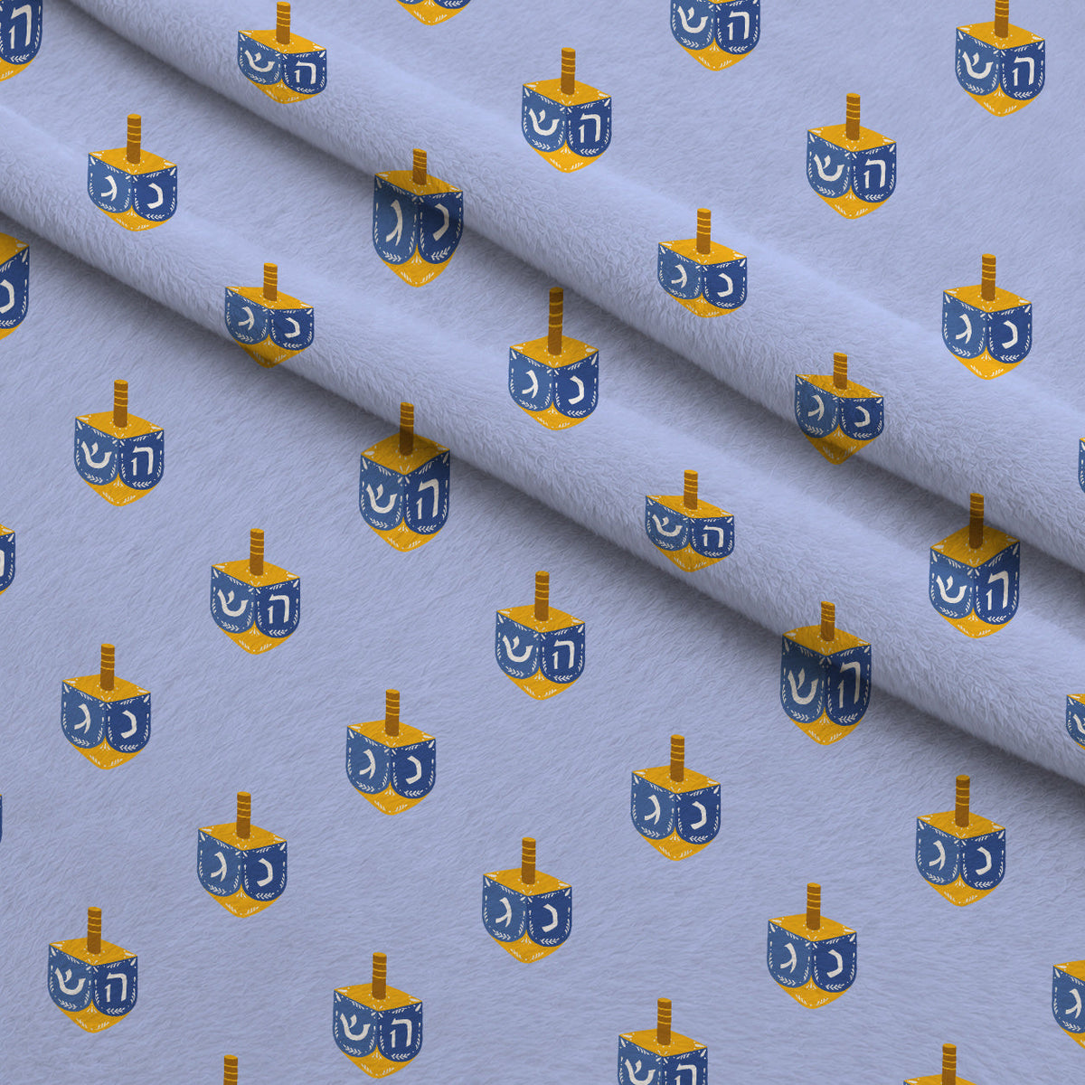 Hanukkah Gifts Pattern 1 Blue Fleece Fabric — fleece fabric folded close-up preview (mv-fleece-v1:lying)