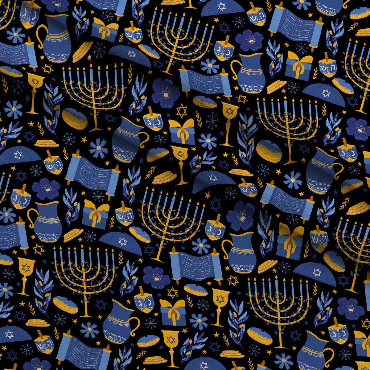 Hanukkah Gifts Pattern 11 Fleece Fabric — fleece fabric folded close-up preview (mv-fleece-v1:lying)