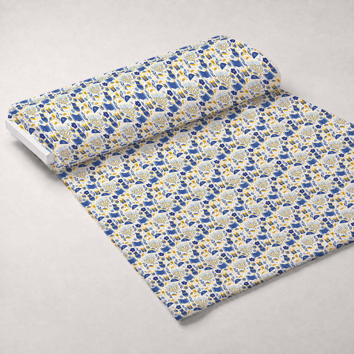 Hanukkah Gifts Pattern 11 White Fleece Fabric — fleece fabric unrolled bolt preview (mv-fleece-v1:bolt)