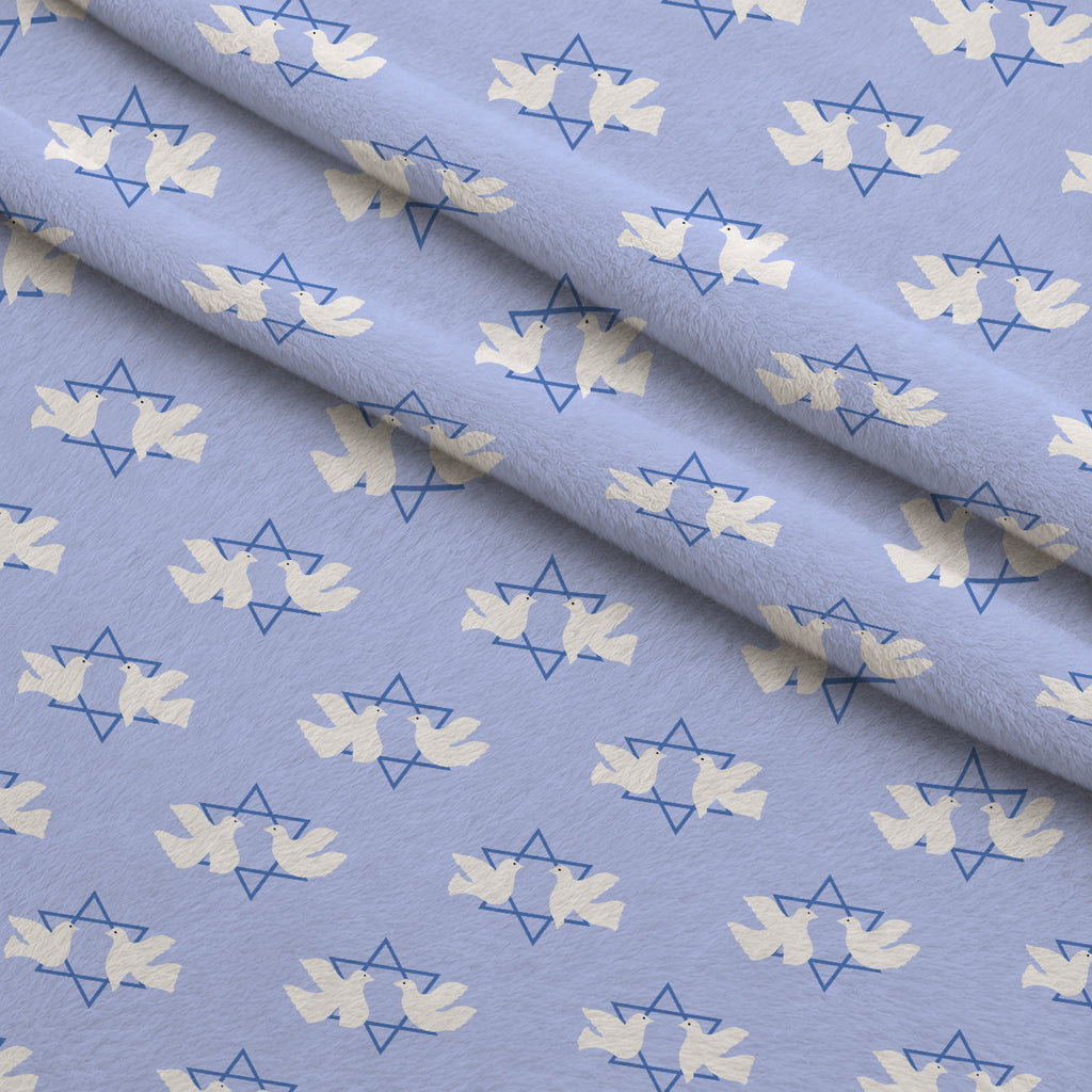 Hanukkah Gifts Pattern 15 Blue Fleece Fabric — fleece fabric folded close-up preview (mv-fleece-v1:lying)