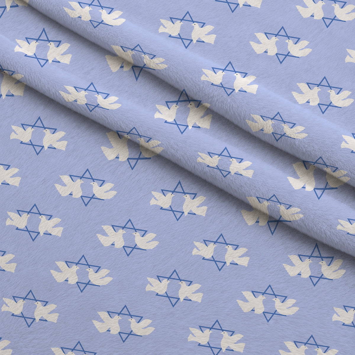 Hanukkah Gifts Pattern 15 Blue Fleece Fabric — fleece fabric folded close-up preview (mv-fleece-v1:lying)