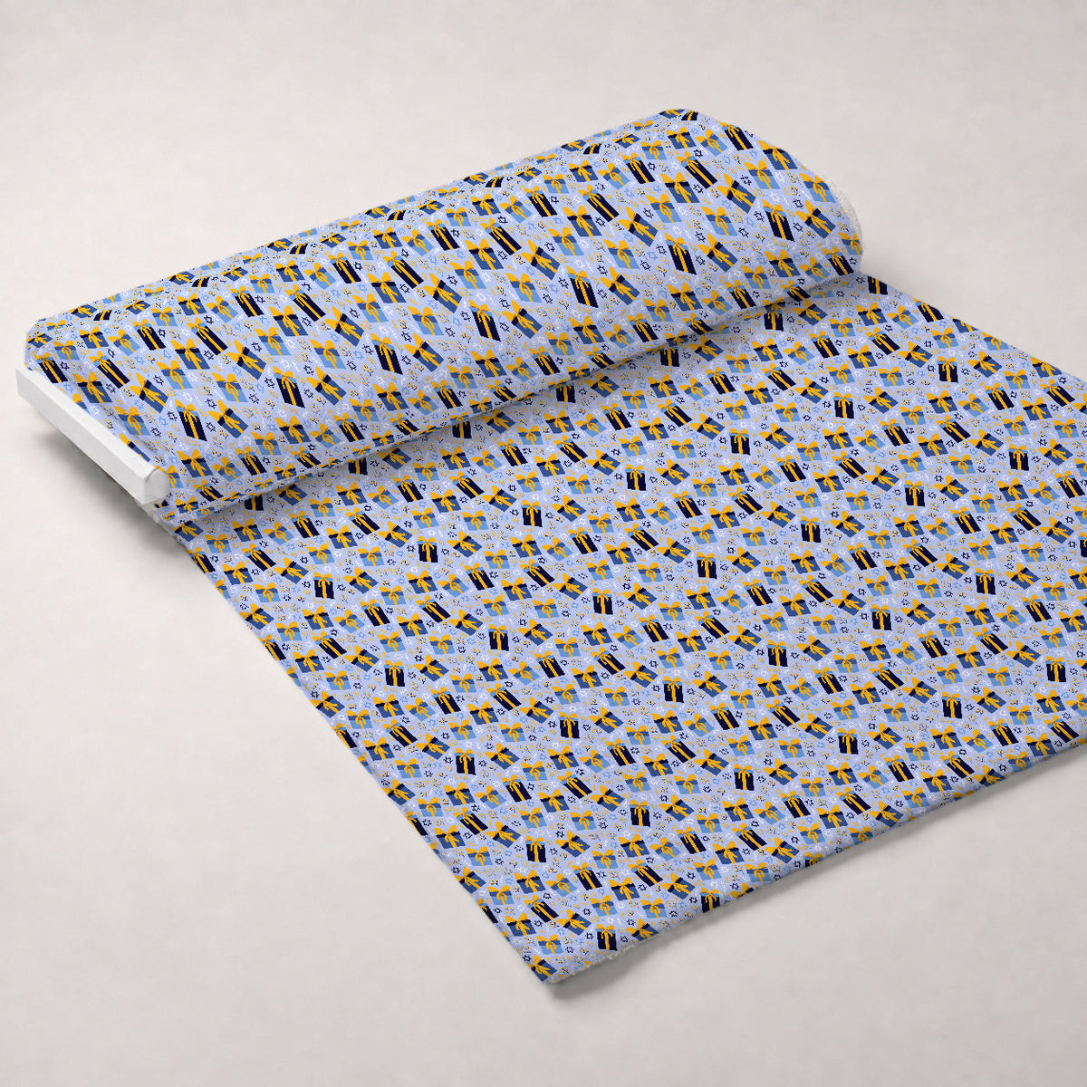 Hanukkah Gifts Pattern 16 Blue Fleece Fabric — fleece fabric unrolled bolt preview (mv-fleece-v1:bolt)