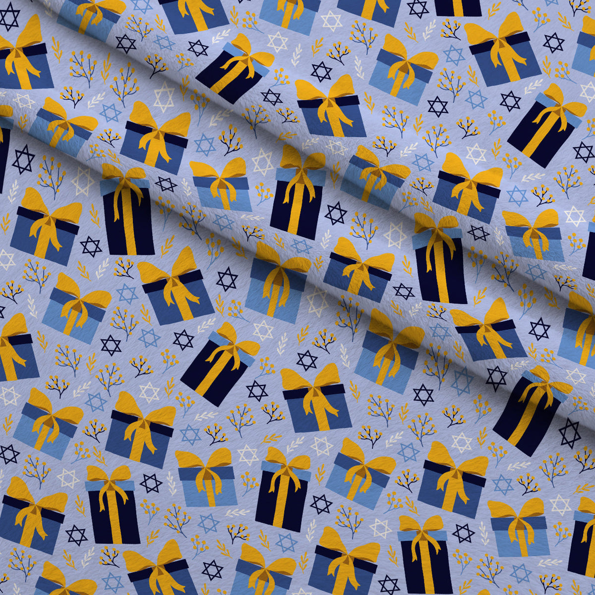 Hanukkah Gifts Pattern 16 Blue Fleece Fabric — fleece fabric folded close-up preview (mv-fleece-v1:lying)