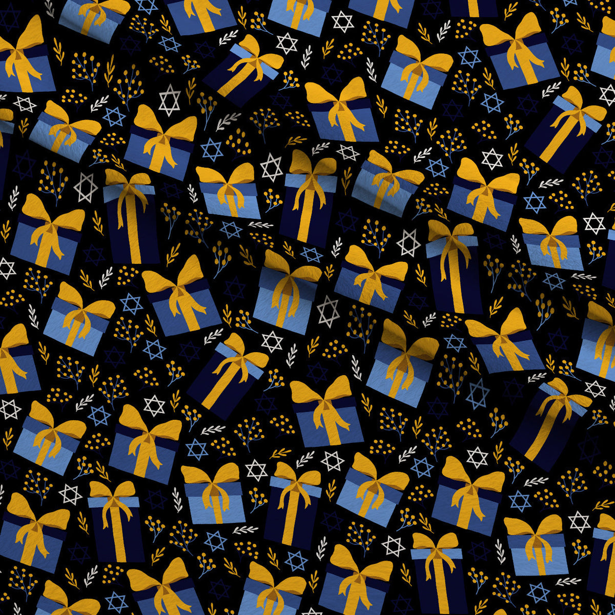 Hanukkah Gifts Pattern 16 Fleece Fabric — fleece fabric folded close-up preview (mv-fleece-v1:lying)