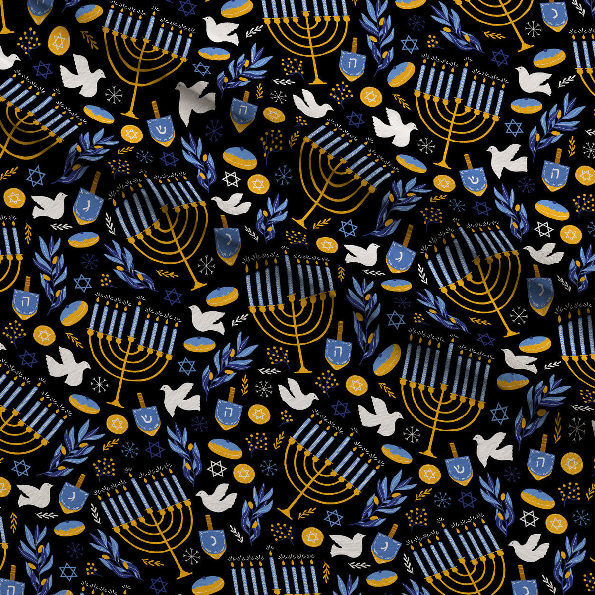Hanukkah Gifts Pattern 2 Fleece Fabric — fleece fabric folded close-up preview (mv-fleece-v1:lying)