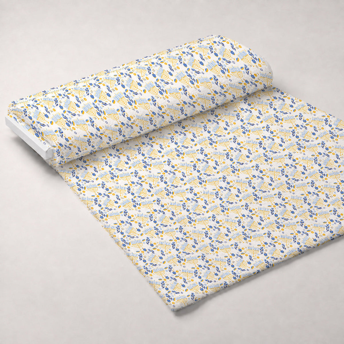 Hanukkah Gifts Pattern 2 White Fleece Fabric — fleece fabric unrolled bolt preview (mv-fleece-v1:bolt)