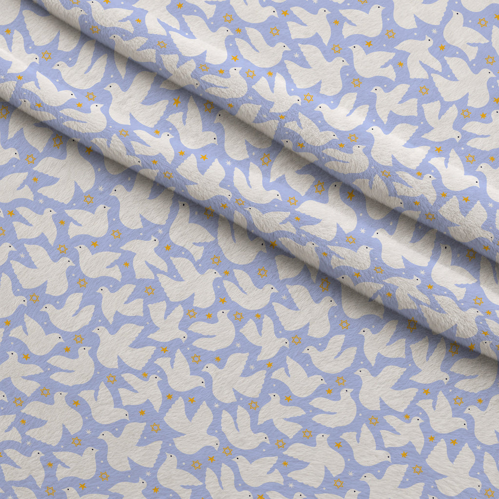 Hanukkah Gifts Pattern 6 Blue Fleece Fabric — fleece fabric folded close-up preview (mv-fleece-v1:lying)