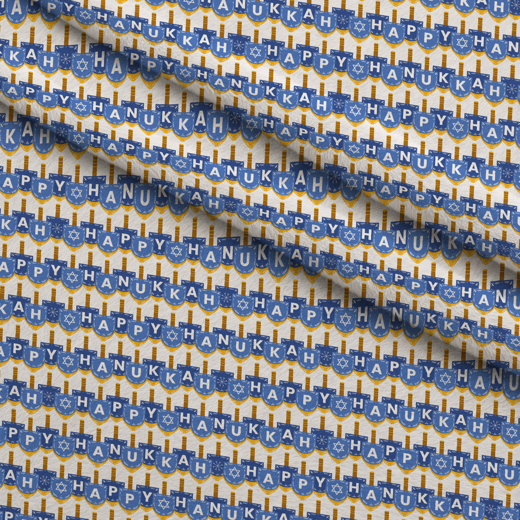 Hanukkah Gifts Pattern 8 White Fleece Fabric — fleece fabric folded close-up preview (mv-fleece-v1:lying)