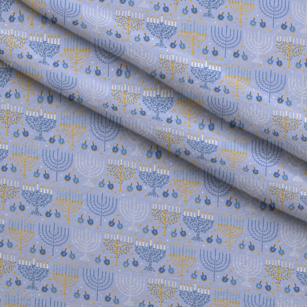Hanukkah Gifts Pattern 9 Blue Fleece Fabric — fleece fabric folded close-up preview (mv-fleece-v1:lying)