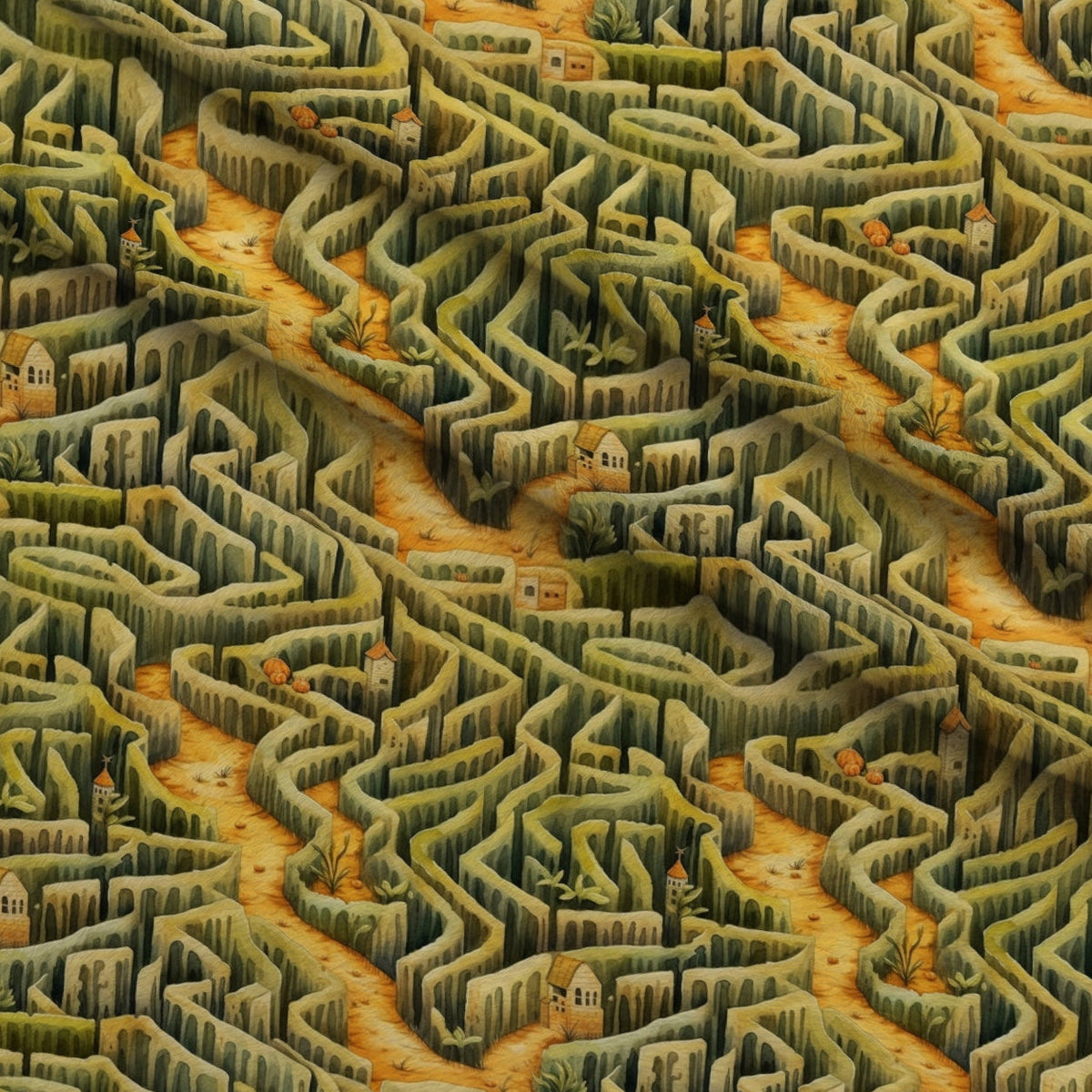 Harvest Maze Pattern 1 Fleece Fabric — fleece fabric folded close-up preview (mv-fleece-v1:lying)