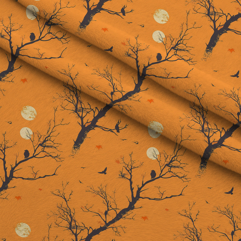 Harvest Moon Branches Pattern 11 Fleece Fabric — fleece fabric folded close-up preview (mv-fleece-v1:lying)
