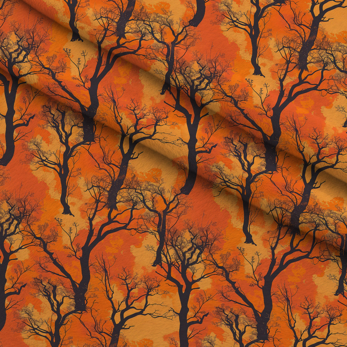 Harvest Moon Branches Pattern 2 Fleece Fabric — fleece fabric folded close-up preview (mv-fleece-v1:lying)