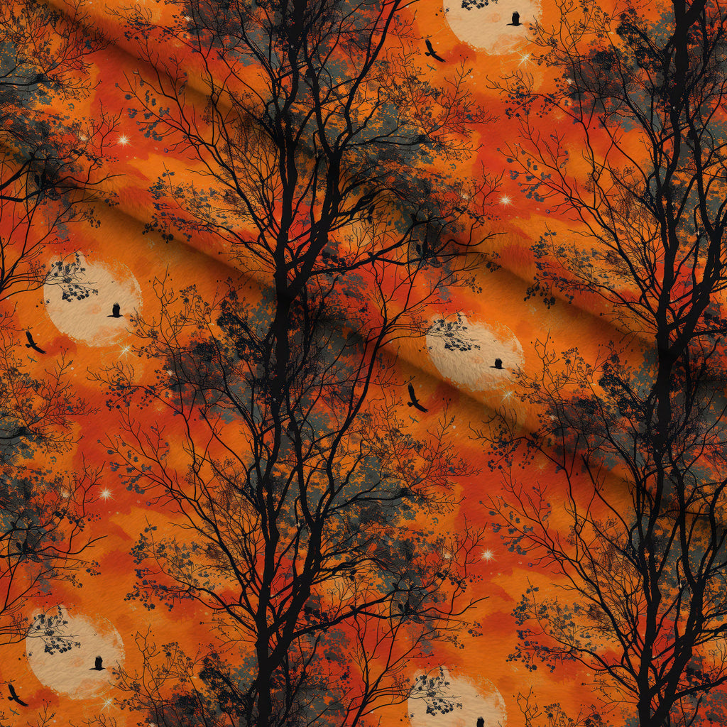 Harvest Moon Branches Pattern 4 Fleece Fabric — fleece fabric folded close-up preview (mv-fleece-v1:lying)