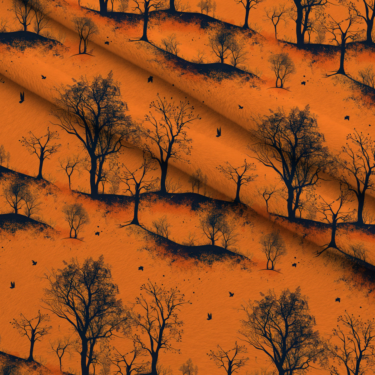 Harvest Moon Branches Pattern 6 Fleece Fabric — fleece fabric folded close-up preview (mv-fleece-v1:lying)