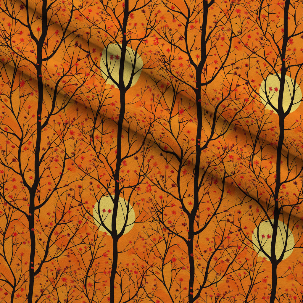 Harvest Moon Branches Pattern 7 Fleece Fabric — fleece fabric folded close-up preview (mv-fleece-v1:lying)