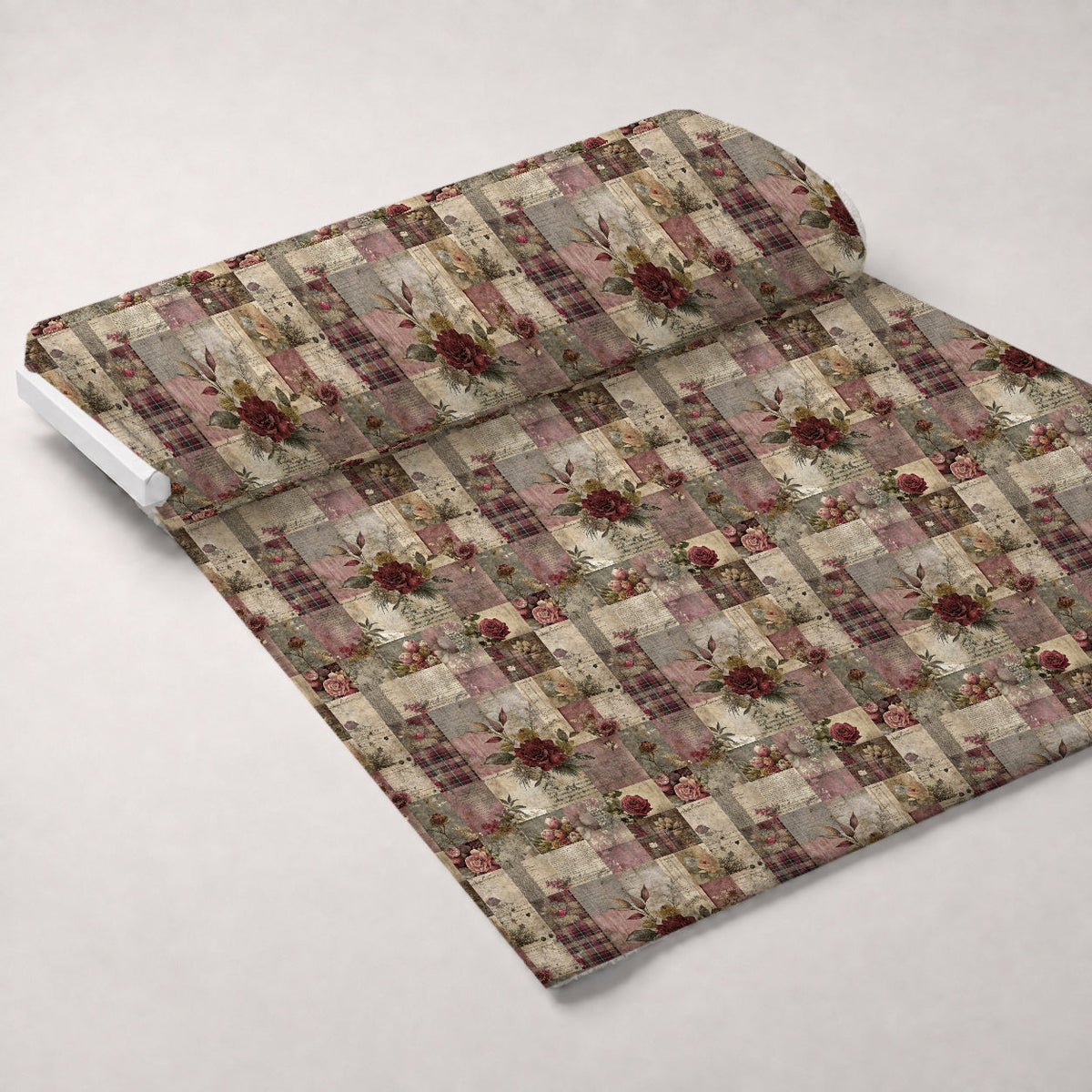 Heirloom Collage Pattern 10 Fleece Fabric — fleece fabric unrolled bolt preview (mv-fleece-v1:bolt)