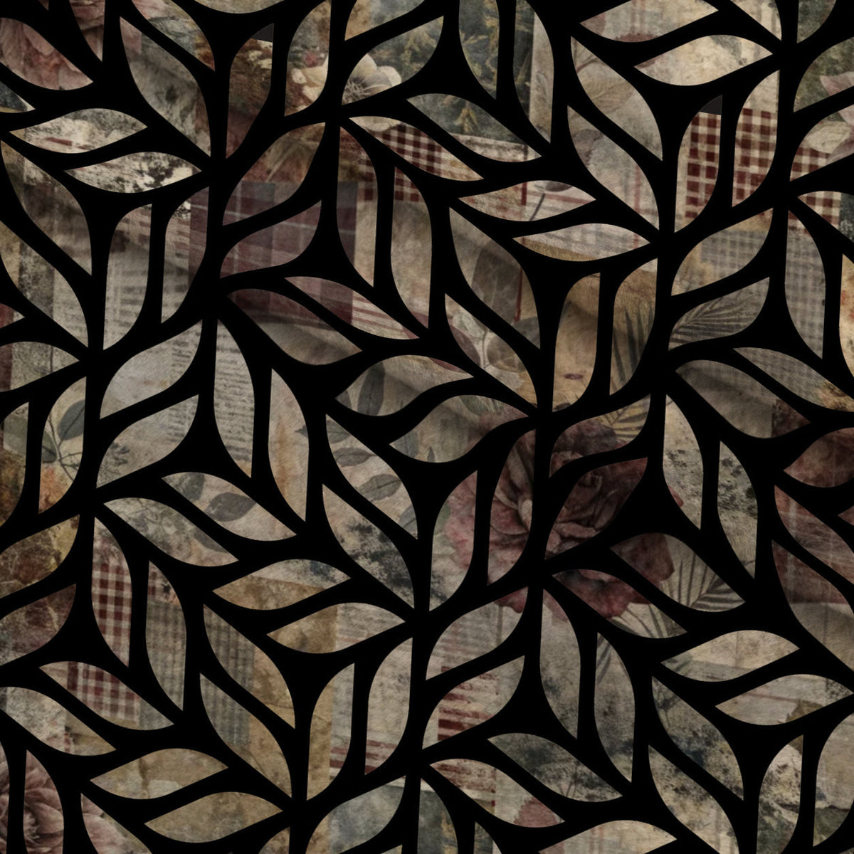 Heirloom Collage Pattern 25 Fleece Fabric — fleece fabric folded close-up preview (mv-fleece-v1:lying)