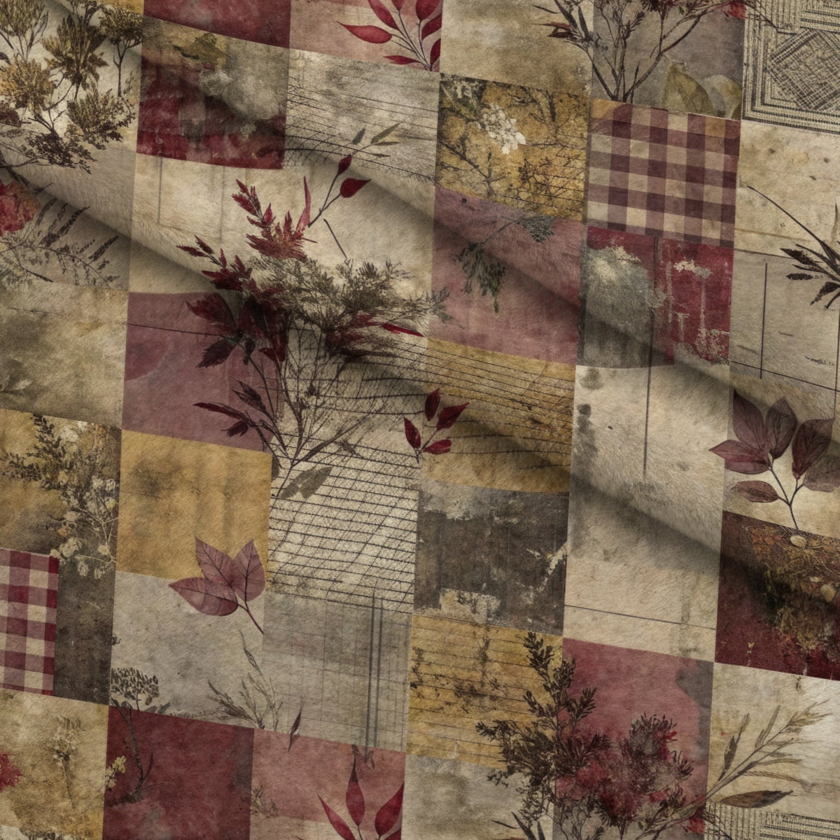 Heirloom Collage Pattern 3 Fleece Fabric — fleece fabric folded close-up preview (mv-fleece-v1:lying)