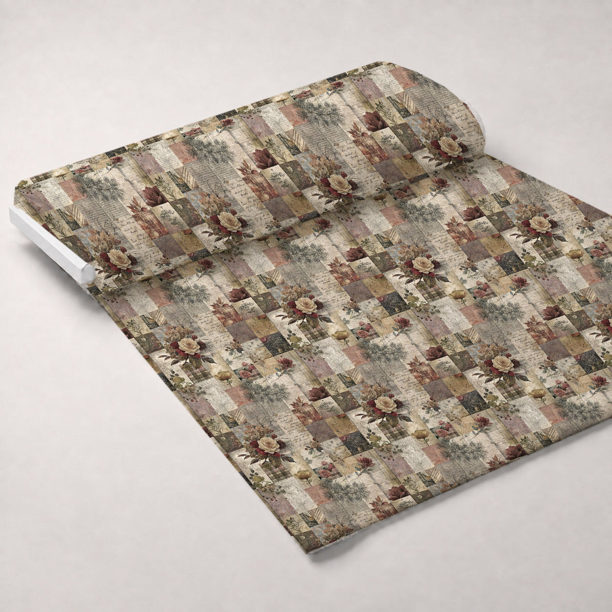Heirloom Collage Pattern 5 Fleece Fabric — fleece fabric unrolled bolt preview (mv-fleece-v1:bolt)
