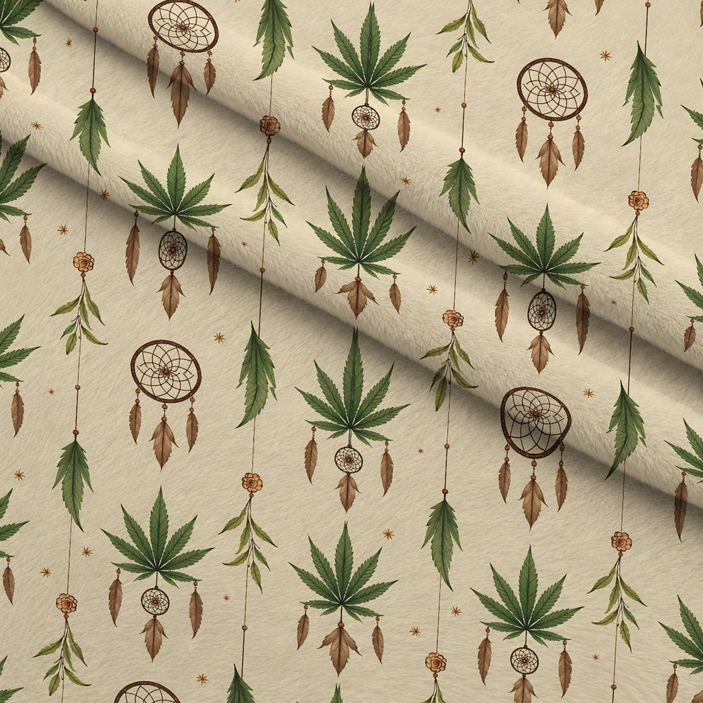 Hemp Dreamcatcher Pattern 1 Fleece Fabric — fleece fabric folded close-up preview (mv-fleece-v1:lying)