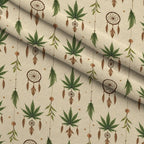 Hemp Dreamcatcher Pattern 1 Fleece Fabric — fleece fabric folded close-up preview (mv-fleece-v1:lying)