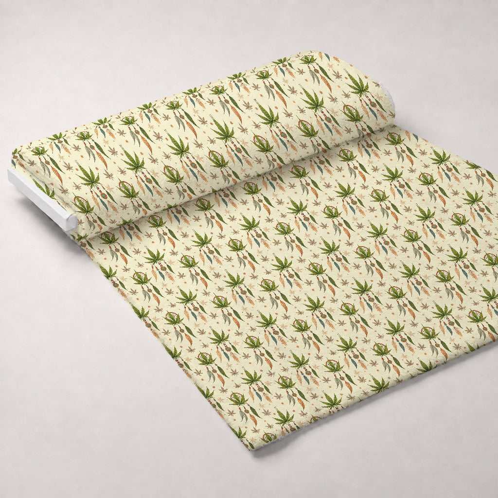 Hemp Dreamcatcher Pattern 10 Fleece Fabric — fleece fabric unrolled bolt preview (mv-fleece-v1:bolt)