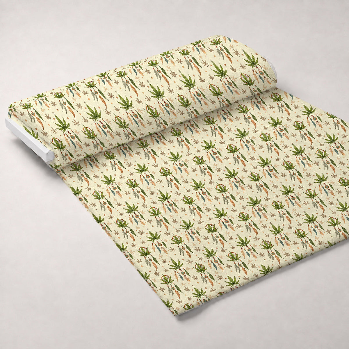 Hemp Dreamcatcher Pattern 10 Fleece Fabric — fleece fabric unrolled bolt preview (mv-fleece-v1:bolt)