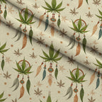 Hemp Dreamcatcher Pattern 10 Fleece Fabric — fleece fabric folded close-up preview (mv-fleece-v1:lying)