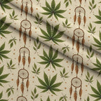 Hemp Dreamcatcher Pattern 2 Fleece Fabric — fleece fabric folded close-up preview (mv-fleece-v1:lying)