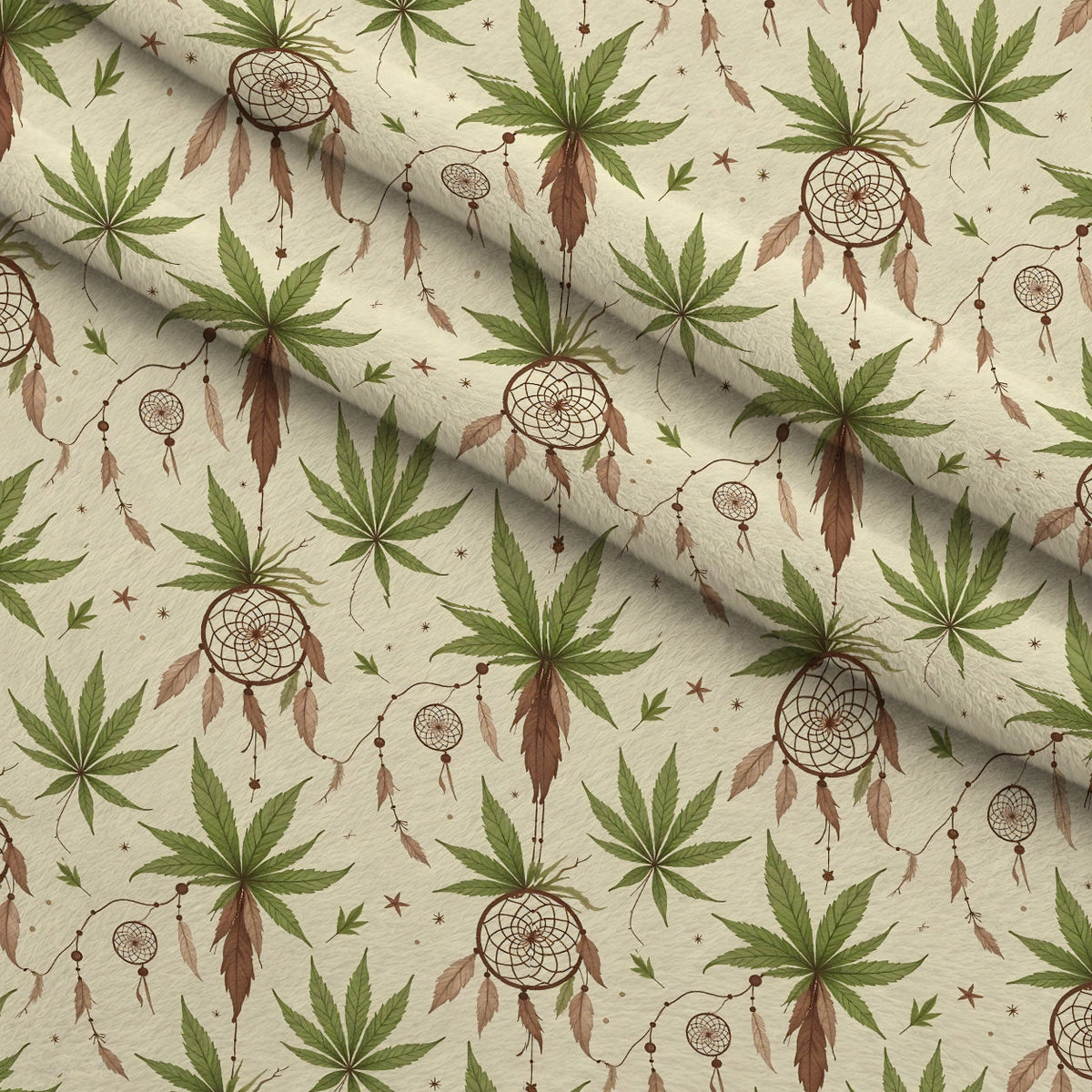 Hemp Dreamcatcher Pattern 3 Fleece Fabric — fleece fabric folded close-up preview (mv-fleece-v1:lying)