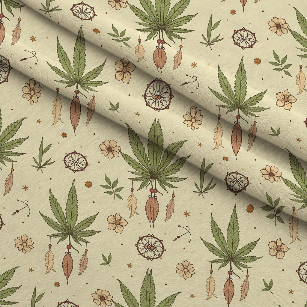 Hemp Dreamcatcher Pattern 7 Fleece Fabric — fleece fabric folded close-up preview (mv-fleece-v1:lying)