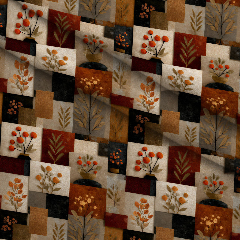 Herbarium Quilt Pattern 1 Fleece Fabric — fleece fabric folded close-up preview (mv-fleece-v1:lying)