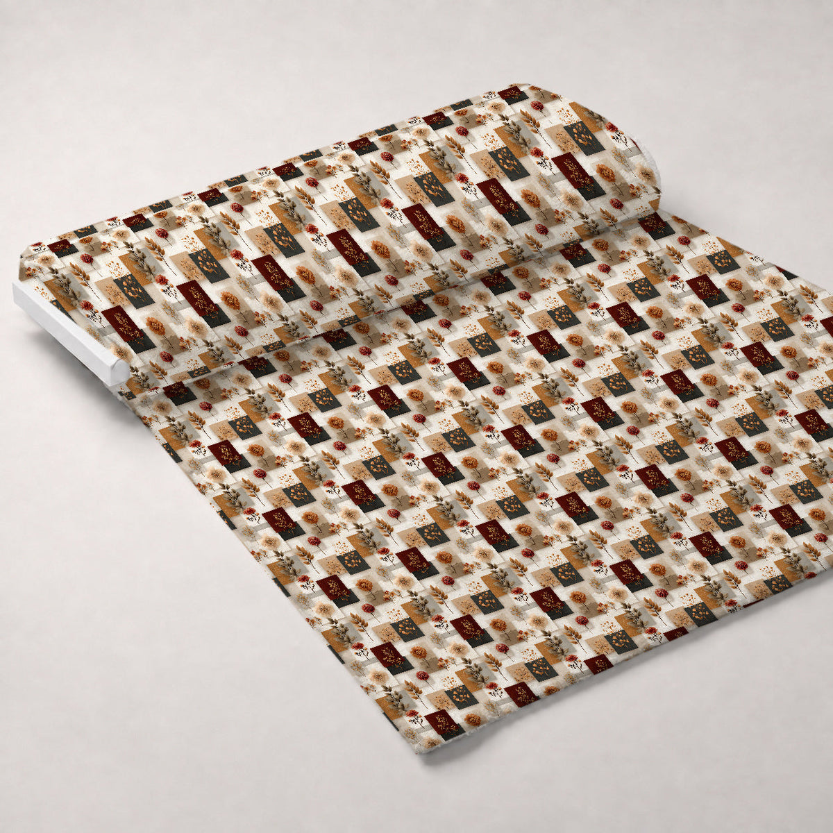 Herbarium Quilt Pattern 7 Fleece Fabric — fleece fabric unrolled bolt preview (mv-fleece-v1:bolt)