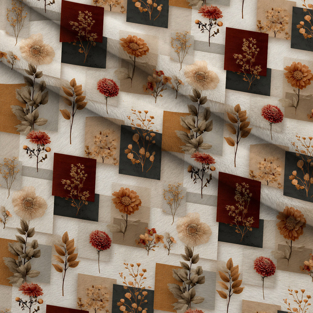 Herbarium Quilt Pattern 7 Fleece Fabric — fleece fabric folded close-up preview (mv-fleece-v1:lying)