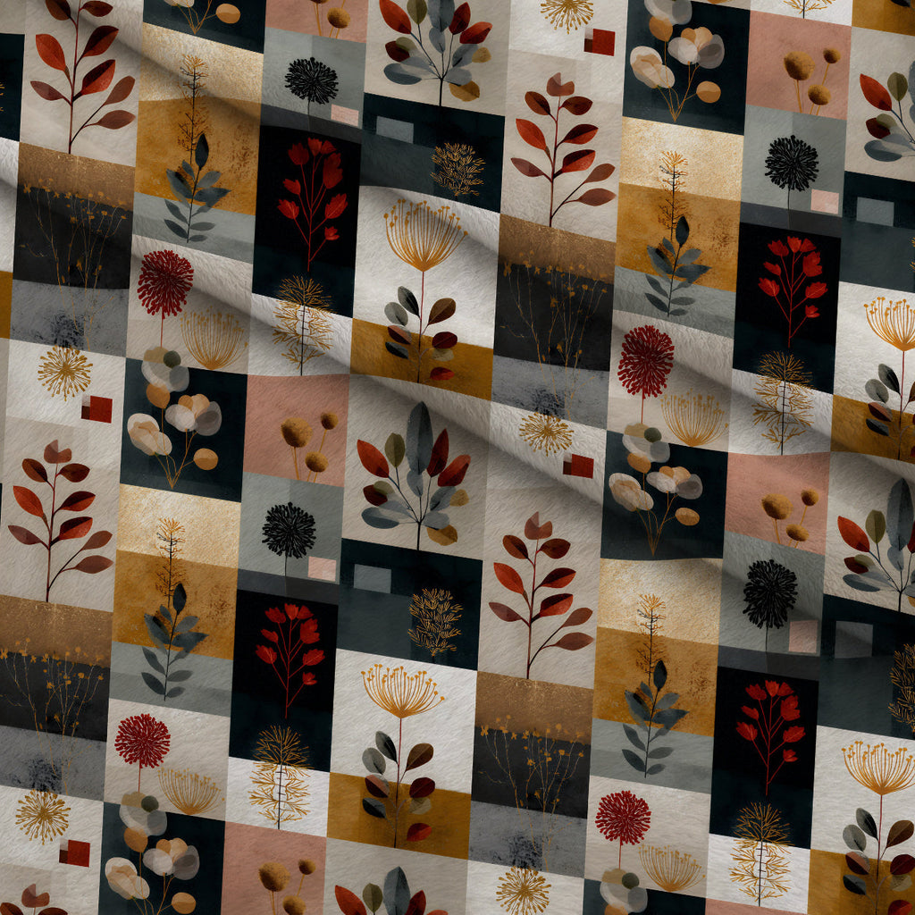 Herbarium Quilt Pattern 8 Fleece Fabric — fleece fabric folded close-up preview (mv-fleece-v1:lying)