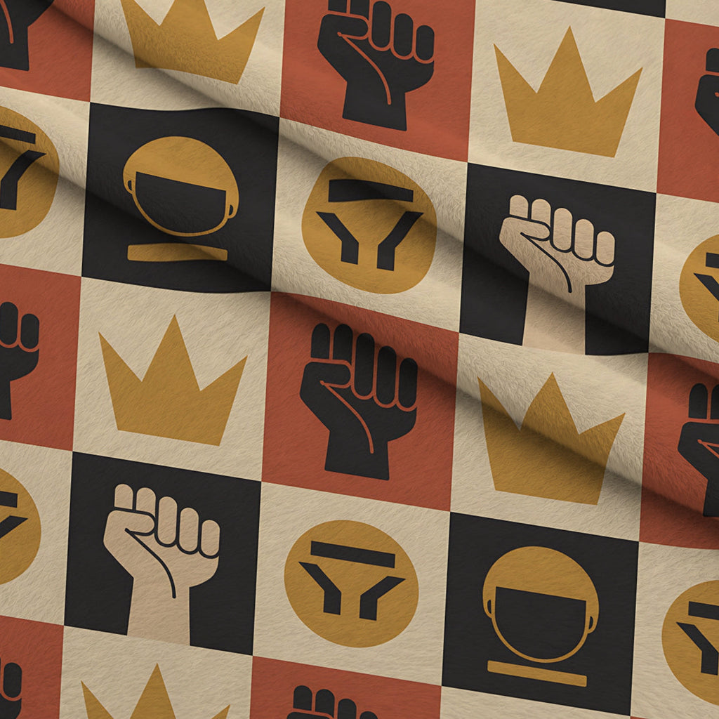 Heritage Portraits Pattern 24 Fleece Fabric — fleece fabric folded close-up preview (mv-fleece-v1:lying)