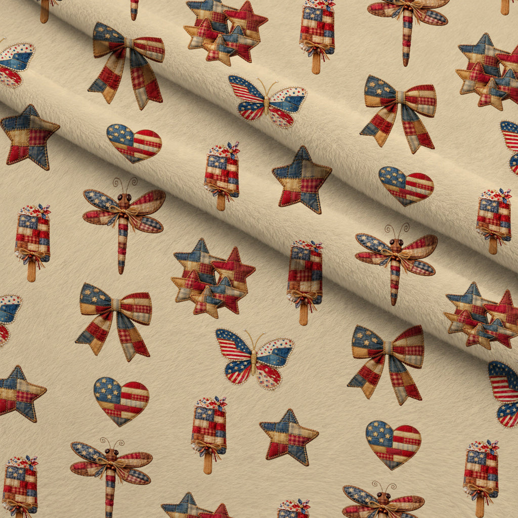 Heritage Star Parade Pattern 1 Fleece Fabric — fleece fabric folded close-up preview (mv-fleece-v1:lying)