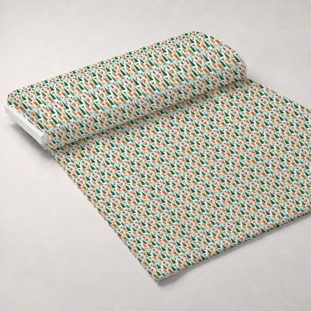 Holiday Pups Pattern 12 Fleece Fabric — fleece fabric unrolled bolt preview (mv-fleece-v1:bolt)