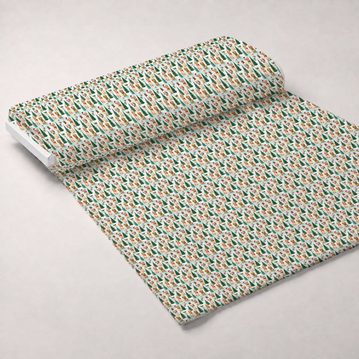 Holiday Pups Pattern 12 Fleece Fabric — fleece fabric unrolled bolt preview (mv-fleece-v1:bolt)