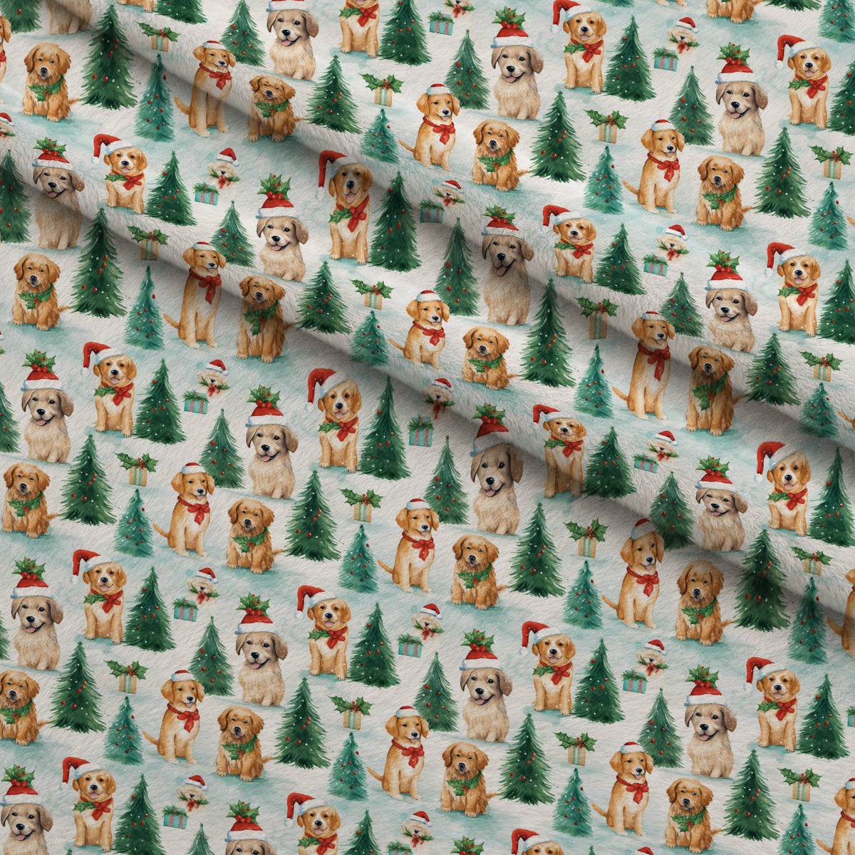 Holiday Pups Pattern 12 Fleece Fabric — fleece fabric folded close-up preview (mv-fleece-v1:lying)