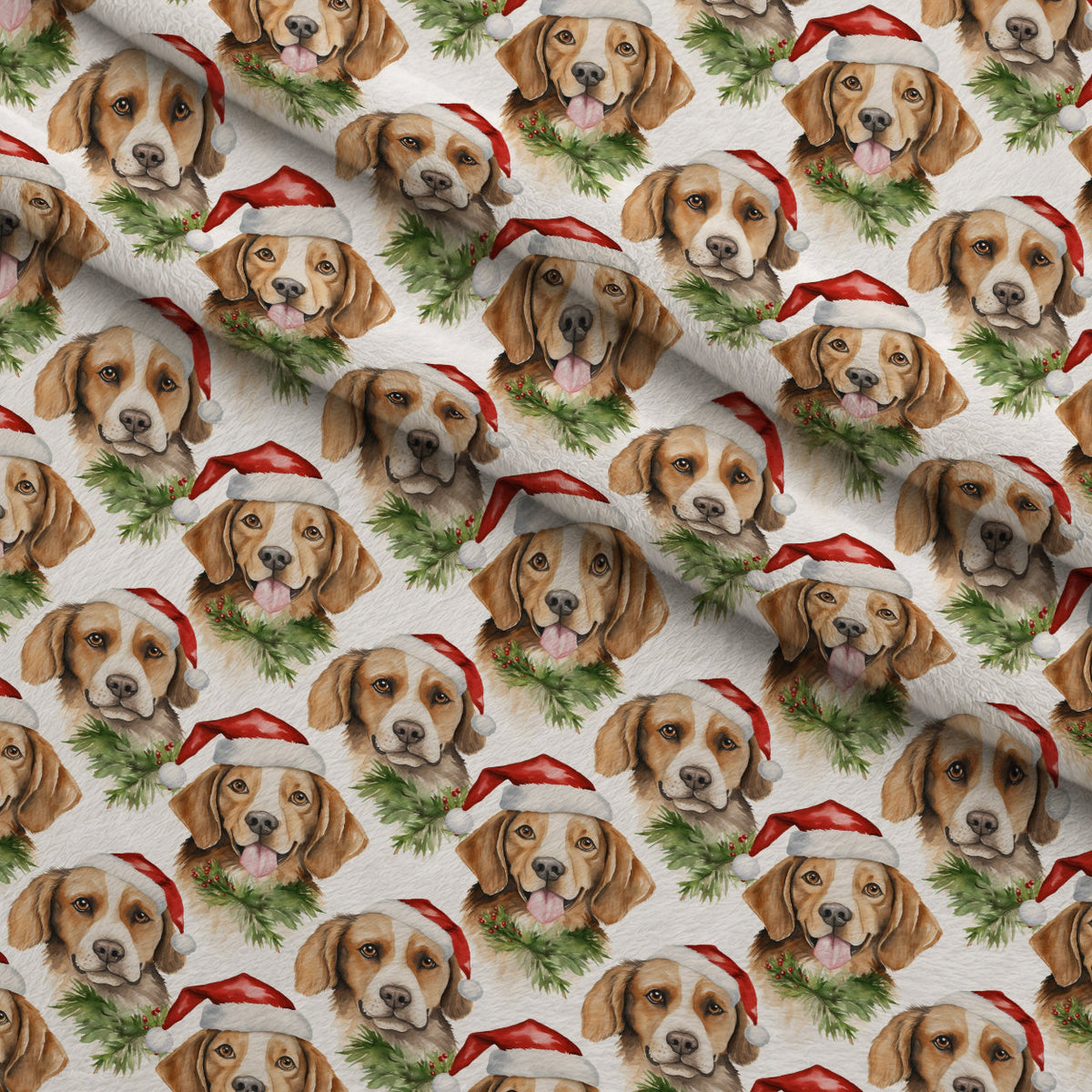 Holiday Pups Pattern 3 Fleece Fabric — fleece fabric folded close-up preview (mv-fleece-v1:lying)