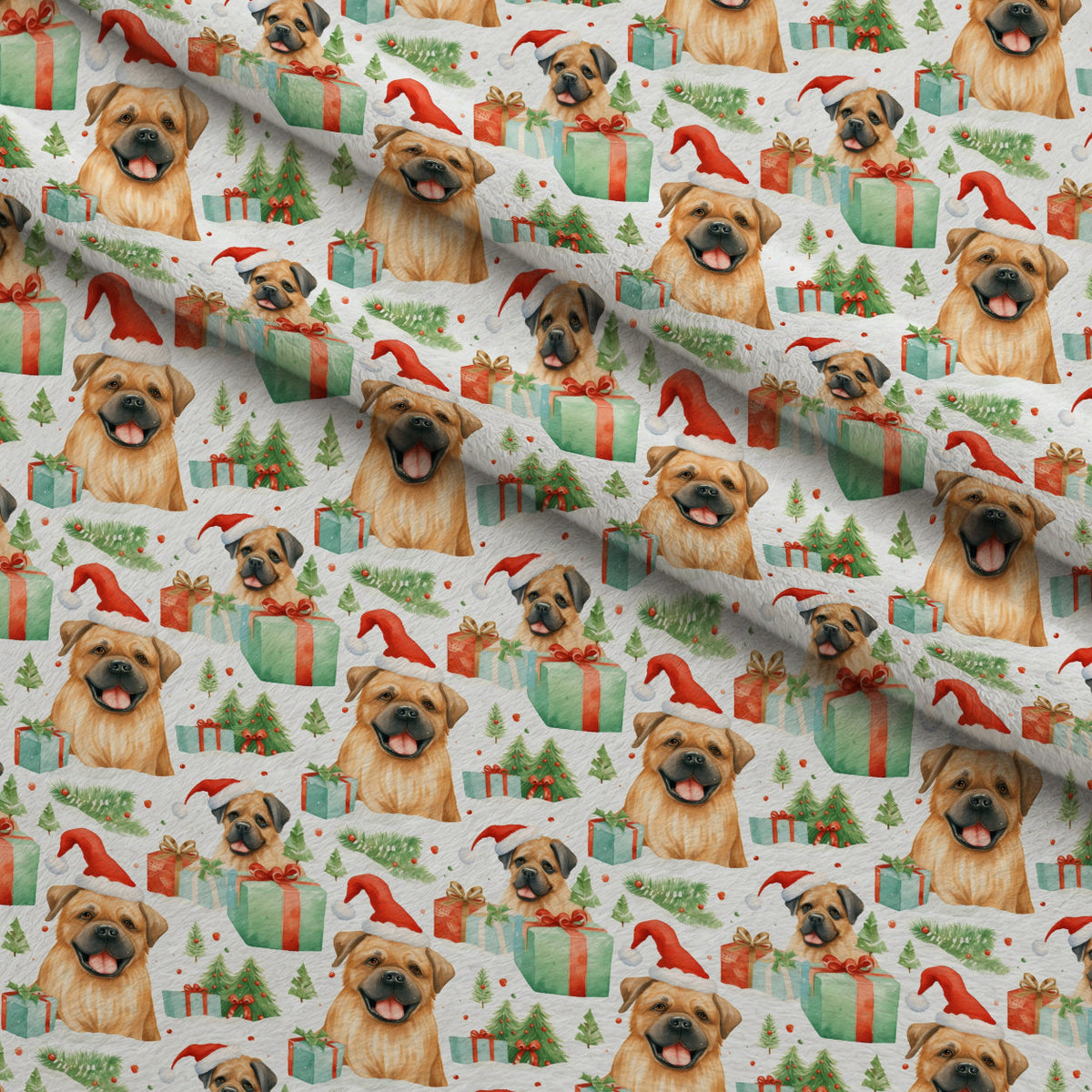 Holiday Pups Pattern 4 Fleece Fabric — fleece fabric folded close-up preview (mv-fleece-v1:lying)