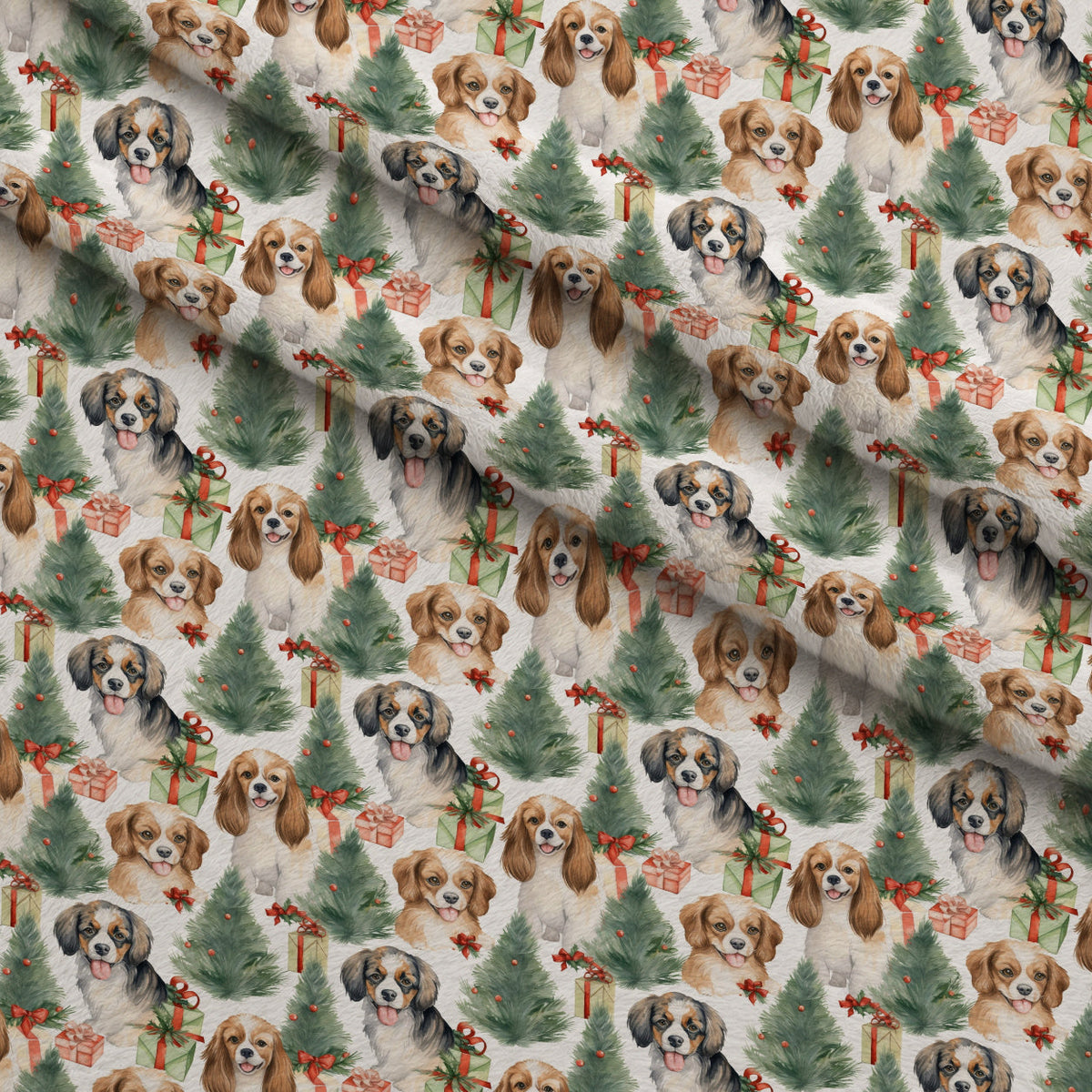Holiday Pups Pattern 5 Fleece Fabric — fleece fabric folded close-up preview (mv-fleece-v1:lying)
